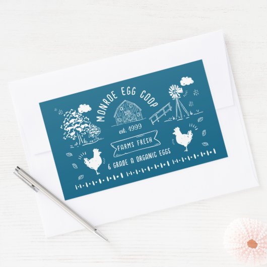 Niedlicher Cartoon Doodle Rustikale Eierkarton Rechteckiger Aufkleber (Umschlag)