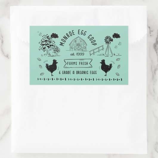 Niedlicher Cartoon Doodle Rustikale Eierkarton Rechteckiger Aufkleber (Tasche)