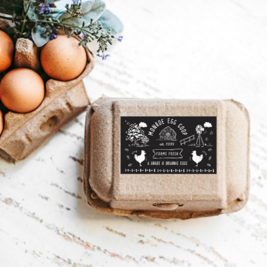 Niedlicher Cartoon Doodle Rustikale Eierkarton Rechteckiger Aufkleber