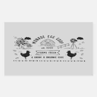 Niedlicher Cartoon Doodle Rustikale Eierkarton Rechteckiger Aufkleber