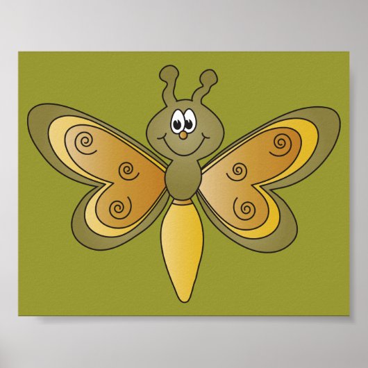 Niedlicher Cartoon Dragonfly Poster (Vorne)