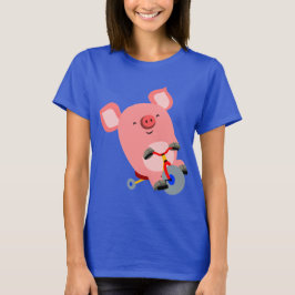 Niedlicher Cartoon Dreirad Schweine T - Shirt