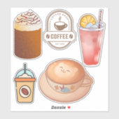 Niedlicher Cartoon Drink Kaffee Kawaii Scrapbook Aufkleber (Blatt)