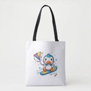 "Niedlicher Cartoon Duckling Kiteboarding - White  Tasche