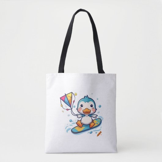 "Niedlicher Cartoon Duckling Kiteboarding - White Tasche (Vorderseite)