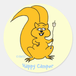 Niedlicher Cartoon Eichhörnchen Happy Camper Umsch Runder Aufkleber