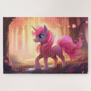 niedlicher Cartoon Einhorn gezeichnet rosa Puzzle
