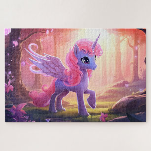 niedlicher Cartoon Einhorn gezeichnet rosa Puzzle