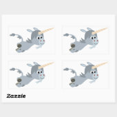 Niedlicher Cartoon Einhorn in Eile Aufkleber (Blatt)