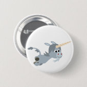 Niedlicher Cartoon Einhorn in einem Eile Button-Ab Button (Vorne & Hinten)