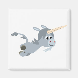 Niedlicher Cartoon Einhorn in einem eiligen Magnet