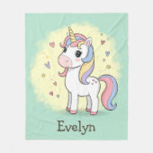 Niedlicher Cartoon Einhorn mit Regenbogenmane Fleecedecke (Vorderseite)