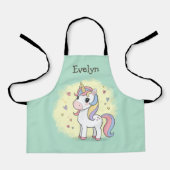 Niedlicher Cartoon Einhorn mit Regenbogenmane Schürze (Vorderseite)