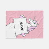 Niedlicher Cartoon Einhorn mit Zeichen Fleecedecke (Vorderseite (Horizontal))