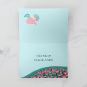 Niedlicher Cartoon Einhorn Rosa und Minze Karte (Innenseite)