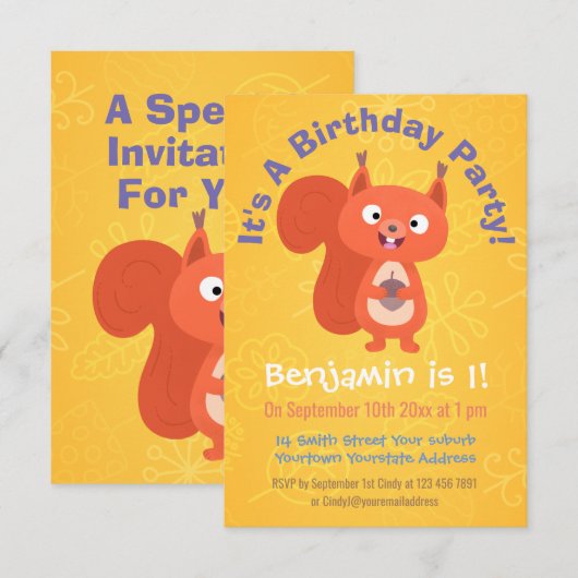 Niedlicher Cartoon Einladung (Vorne/Hinten)