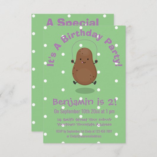 Niedlicher Cartoon Einladung (Vorne/Hinten)