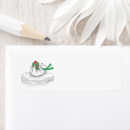 Niedlicher Cartoon Eisbär mit Weihnachtsgeschenken (Insitu)