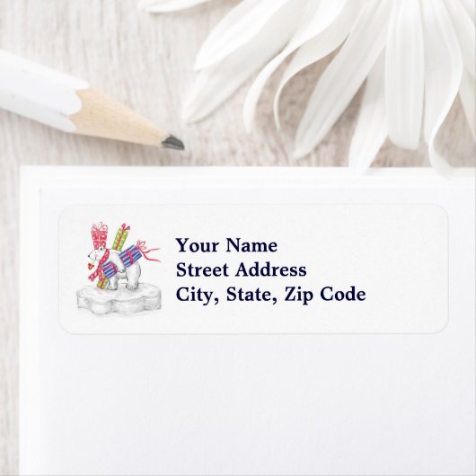 Niedlicher Cartoon Eisbär mit Weihnachtsgeschenken (Insitu)