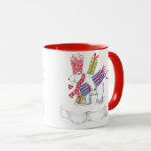 Niedlicher Cartoon Eisbär mit Weihnachtsgeschenken Tasse (VorderseiteRechts)