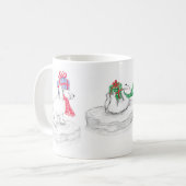 Niedlicher Cartoon Eisbären mit Weihnachtsgeschenk Kaffeetasse (Vorderseite Links)
