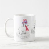 Niedlicher Cartoon Eisbären mit Weihnachtsgeschenk Kaffeetasse (Links)