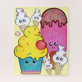 Niedlicher Cartoon Eiscreme und Cupcake, Kawaii Sü Puzzle