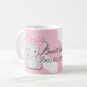 Niedlicher Cartoon-Elefant auf einem rosa weißen P Kaffeetasse (Vorderseite Links)