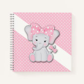 Niedlicher Cartoon-Elefant auf einem rosa weißen P Notizblock (Vorderseite)