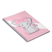 Niedlicher Cartoon-Elefant auf einem rosa weißen P Notizblock (Rechte Seite)