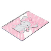 Niedlicher Cartoon-Elefant auf einem rosa weißen P Notizblock (Linke Seite)