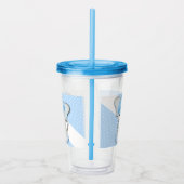 Niedlicher Cartoon-Elefant auf einer blauen Polka Acryltrinkbecher (Rechts)