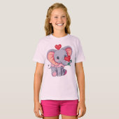 Niedlicher Cartoon Elefant mit Herz Adorable Anima T-Shirt (Vorne ganz)