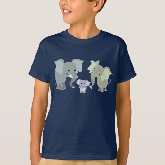 Niedlicher Cartoon Elephant Family Kinder T - Shir T-Shirt (Vorderseite)