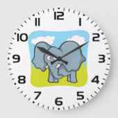 Niedlicher Cartoon Elephant Fun Dschungeltier Große Wanduhr (Vorderseite)