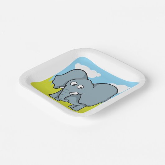 Niedlicher Cartoon Elephant Fun Dschungeltier Pappteller (Gewinkelt)