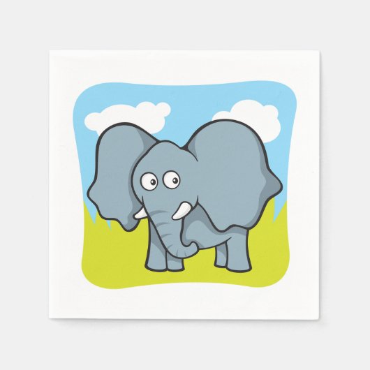 Niedlicher Cartoon Elephant Fun Dschungeltier Serviette (Vorderseite)