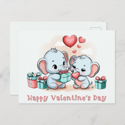 Niedlicher Cartoon Elephant Lover Herzklopfen Vale Postkarte (Vorne/Hinten)