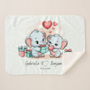 Niedlicher Cartoon Elephant Lover Herzklopfen Vale Sherpadecke