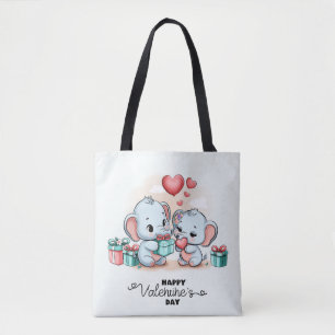 Niedlicher Cartoon Elephant Lover Herzklopfen Vale Tasche