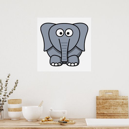 Niedlicher Cartoon Elephant Poster (Küche)