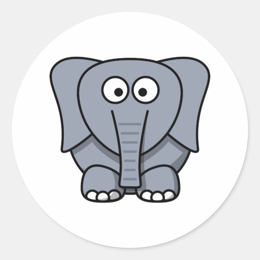 Niedlicher Cartoon Elephant Runder Aufkleber (Vorderseite)