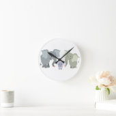 Niedlicher Cartoon Elephant-Uhr Runde Wanduhr (Zuhause)