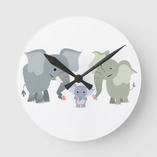 Niedlicher Cartoon Elephant-Uhr Runde Wanduhr