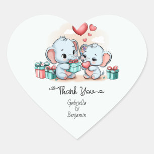 Niedlicher Cartoon Elephant Valentinstag Vielen Da Herz-Aufkleber