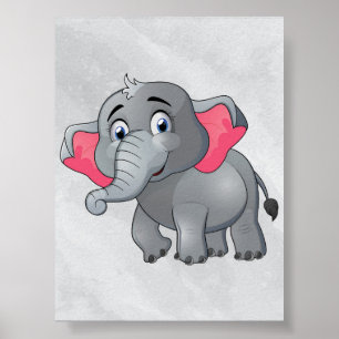 Niedlicher Cartoon Elephant Wall Art! Kleine Baby- Poster
