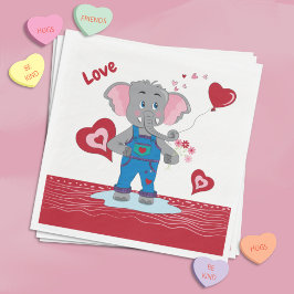 Niedlicher Cartoon Elephant White and Red Paper Na Serviette