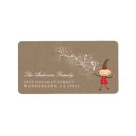 Niedlicher Cartoon Elf Magische Weihnachtsfeiertag Adressaufkleber