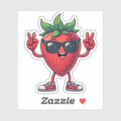 Niedlicher Cartoon Erdberry Fun Erdbeere mit Sungl Aufkleber (Blatt)