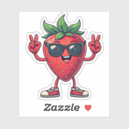 Niedlicher Cartoon Erdberry Fun Erdbeere mit Sungl Aufkleber